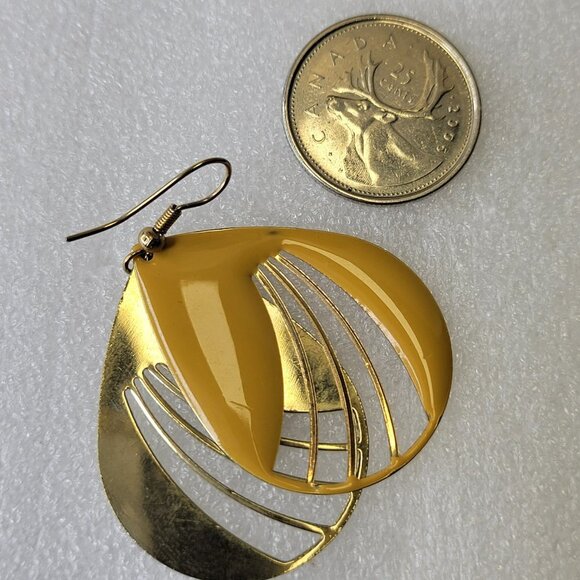 Enamel Yellow Oval Earrings- New with Tags - Picture 10 of 11